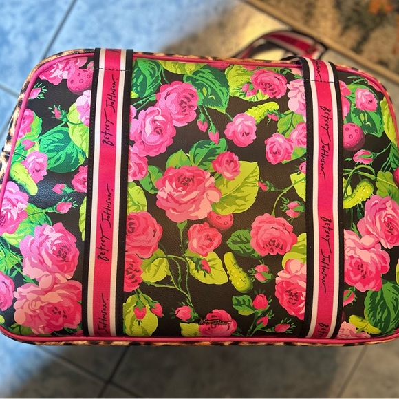 Betsey Johnson Pink and Brown Pickle Ball Bag with Leopard Print - Picture 4 of 16